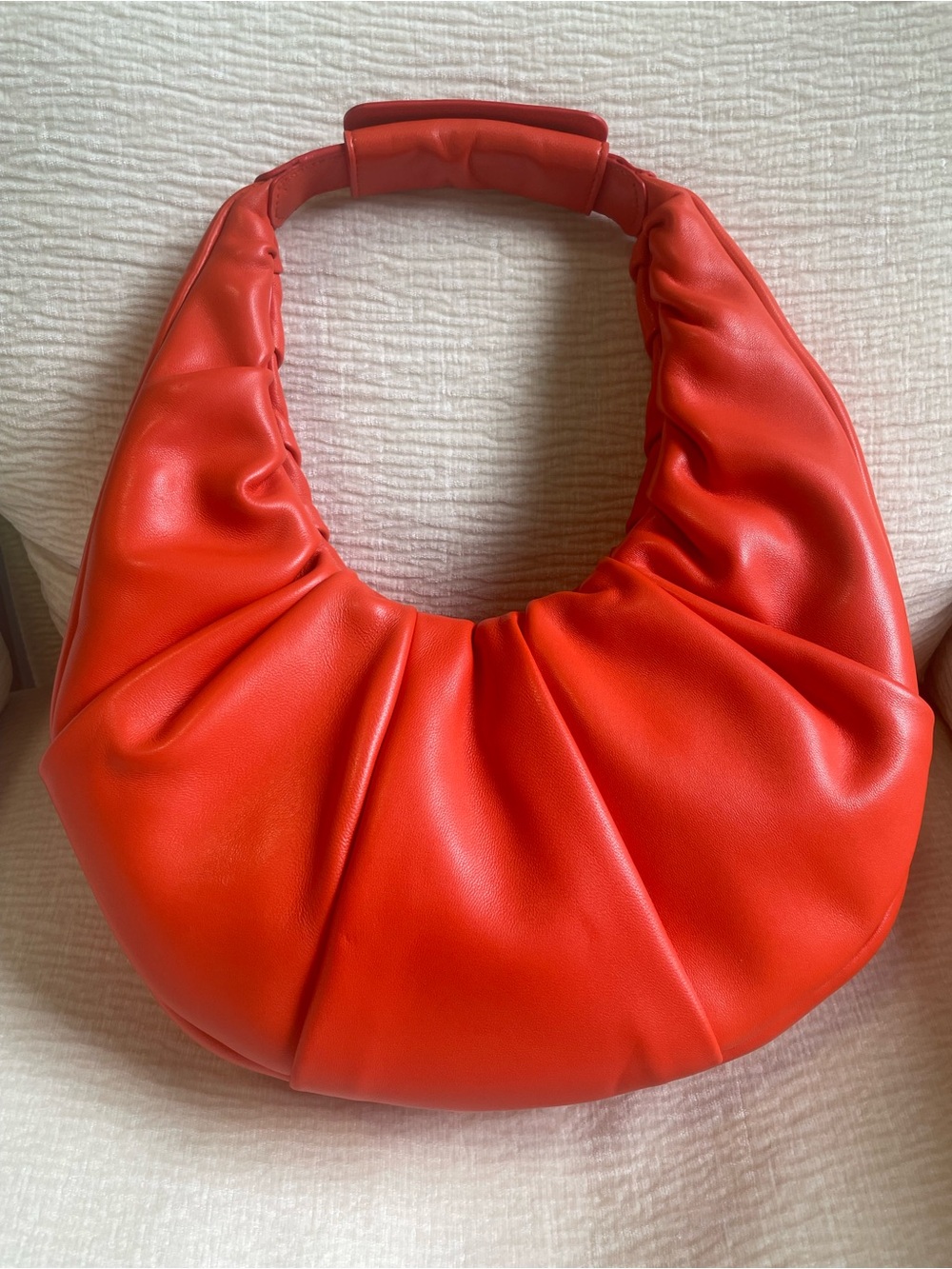 STAUD Orange Moon Gathered Hobo Shoulder Bag